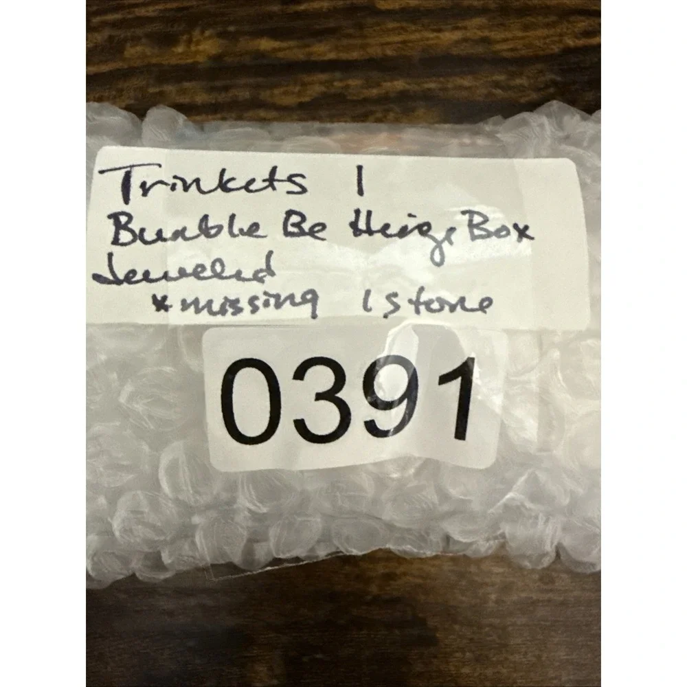 Bee Jeweled Gold Tone Trinket Box Rhinestones